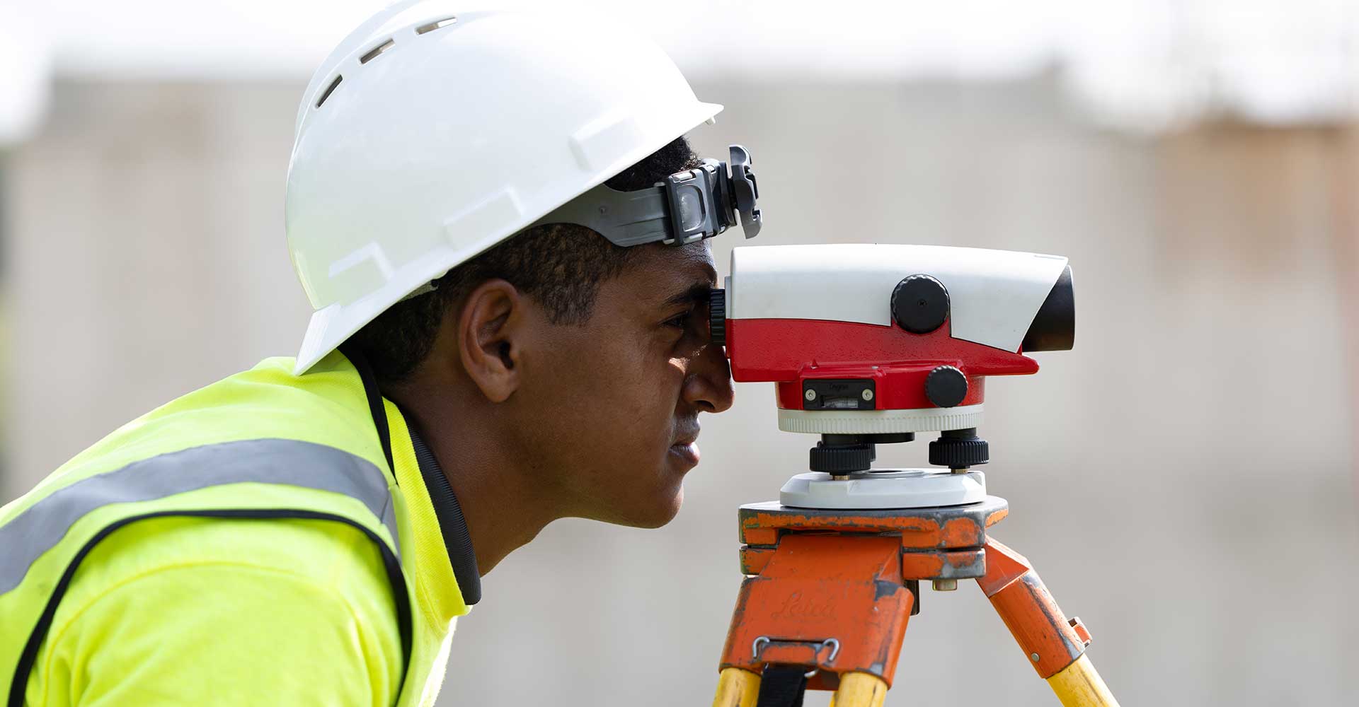 Land-Surveying Man with hardhat